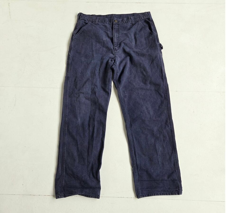 Vintage Carhartt Navy NVY Duck Dungaree Carpenter Pants W36 L32 Duck Canvas